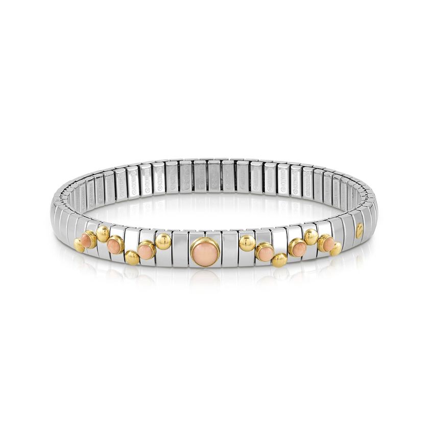 Nomination XTE Armband aus Edelstahl, Gold 18 k und Edelsteine (rund) (006_KORALLE ROSA) 044603/006