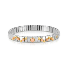 Nomination XTE Armband aus Edelstahl, Gold 18 k und Edelsteine (rund) (006_KORALLE ROSA) 044603/006