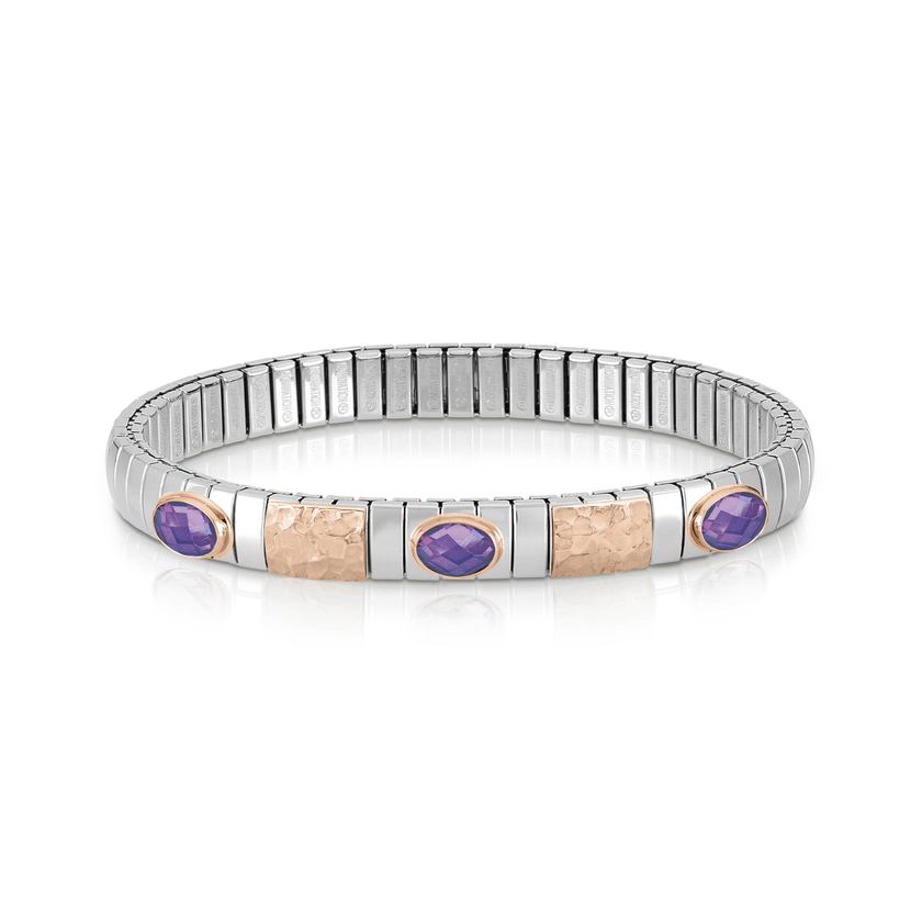 Nomination Armband XTE aus Edelstahl, Gold 9k UND 2 Zirc, FACETTIERTE (001_VIOLETT) 044022/001