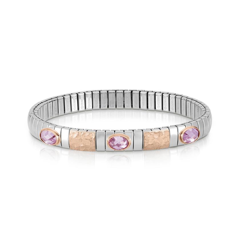 Nomination Armband XTE aus Edelstahl, Gold 9k UND 2 Zirc, FACETTIERTE (003_ROSA) 044022/003