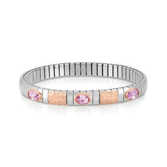 Nomination Armband XTE aus Edelstahl, Gold 9k UND 2 Zirc, FACETTIERTE (003_ROSA) 044022/003