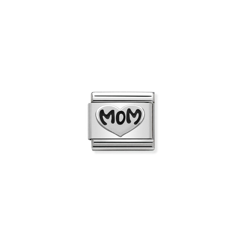 Nomination COMPOSABLE CLASSIC OXIDIERTE SYMBOLE aus Edelstahl, mit 925er Silber verziert, (10_Herz MOM) 330101/10
