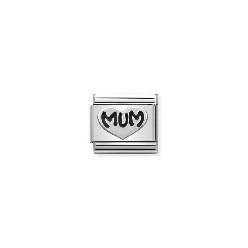 Nomination COMPOSABLE CLASSIC OXIDIERTE SYMBOLE aus Edelstahl, mit 925er Silber verziert, (12_Herz MUM) 330101/12