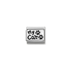 Nomination COMPOSABLE CLASSIC PLAETTCHEN aus Edelstahl, mit 925er Silber verziert, (36_MY CAT) 330102/36