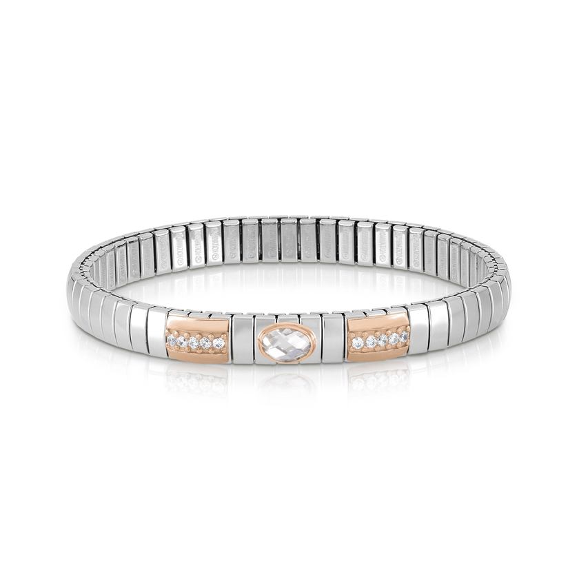 Nomination Armband XTE aus Edelstahl, Gold 9k, Cubic Zirconia und 1 FACETTIERT (010_WEISS) 044023/010