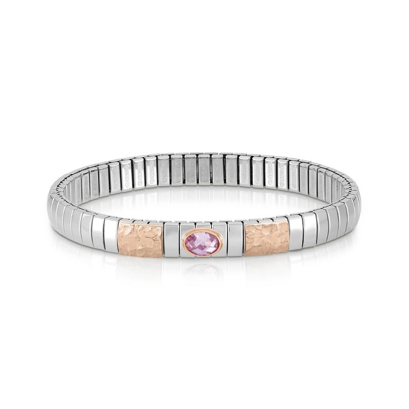 Nomination Armband XTE aus Edelstahl, Gold 9k UND 1 Zirc, FACETTIERT (003_ROSA) 044021/003