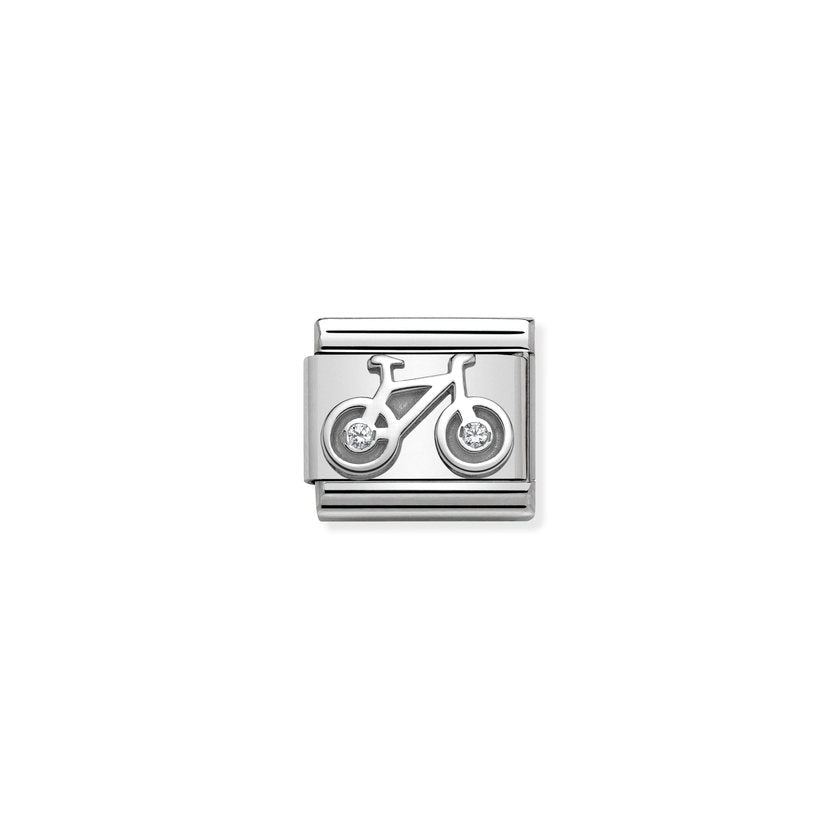 Nomination COMPOSABLE CLASSIC SYMBOLE Element aus Edelstahl, mit 925er Silber und Cubic zirkonia verziert (04_Fahrrad) 330311/04