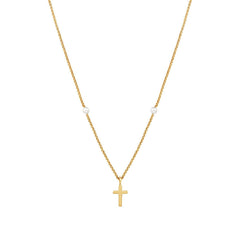 Nomination BELLA Halskette aus Silber 925, Schmucksteine und Cubic Zirconia (LANG) (031_Kreuz und Gold und Perle) 142642/031