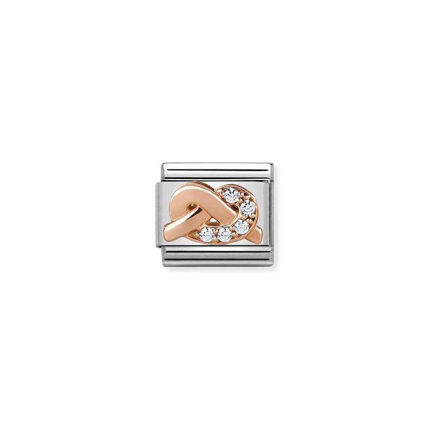 Nomination COMPOSABLE CLASSIC SYMBOLE  aus Edelstahl, mit 9Kt Rosegold veziert (06_Knoten WEISS) 430302/06