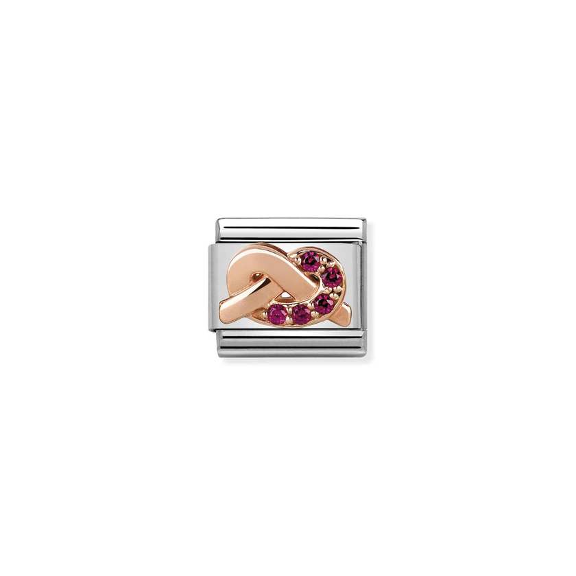 Nomination COMPOSABLE CLASSIC SYMBOLE  aus Edelstahl, mit 9Kt Rosegold veziert (09_Knoten ROT) 430302/09