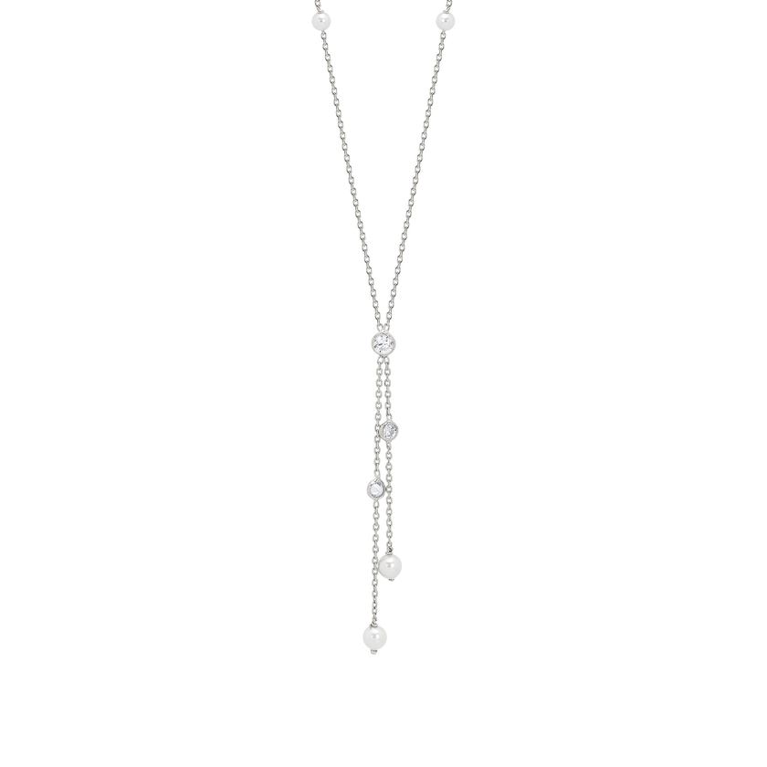 Nomination BELLA Halskette aus 925er Silber, mit Cubic Zirkonia und Perlen verziert (YPSILON, LANG) (010_(Silber)) 142659/010