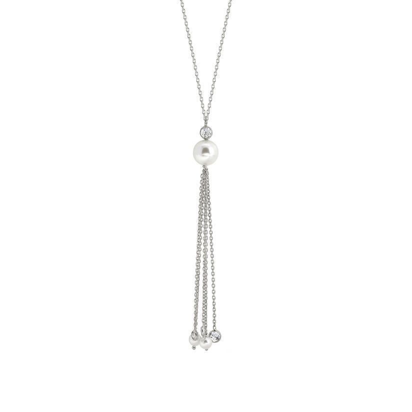 Nomination BELLA Halskette aus 925er Silber, mit Cubic Zirkonia und Perlen verziert (QUASTE) (010_(Silber)) 142661/010