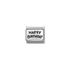 Nomination COMPOSABLE CLASSIC PLAETTCHEN aus Edelstahl, mit 925er Silber verziert, (41_HAPPY BIRTHDAY) 330102/41