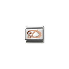 Nomination Composable Classic LETTERE Armband aus Eelstahl, Cubic Zirkonia und 375er Gold (04_D) 430310/04