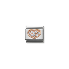 Nomination COMPOSABLE CLASSIC SYMBOLE  aus Edelstahl, mit 9Kt Rosegold veziert (13_Herz Ricco) 430302/13