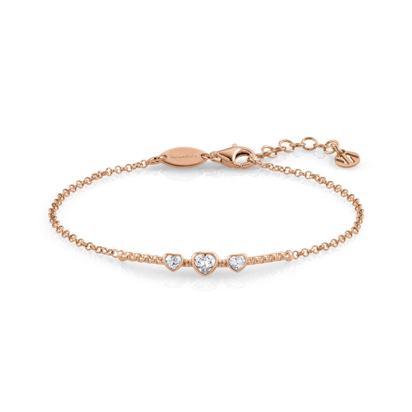 Nomination Armband BELLA mit Plakette in 925er Silber und Cubic Zirkonia (002_Rose vergoldetes Herz) 142682/002