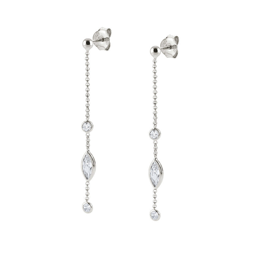 Nomination Ohrstecker mit Anhaenger BELLA in 925er Silber und Cubic Zirkonia (008_Silberne Schiffchen) 142688/008