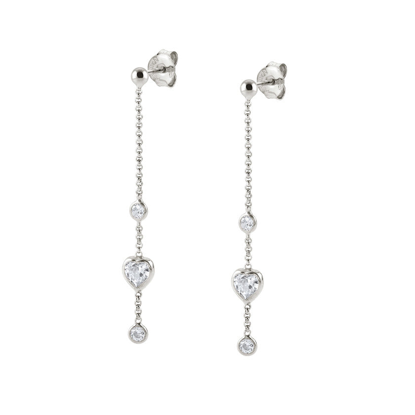 Nomination Ohrstecker mit Anhaenger BELLA in 925er Silber und Cubic Zirkonia (001_Silbernes Herz) 142688/001