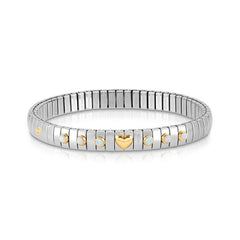 Nomination Armband XTE in Edelstahl, HERZ in 750er Gold und mit 6 Edelsteinen (022_OPAL WEISS) 044609/022