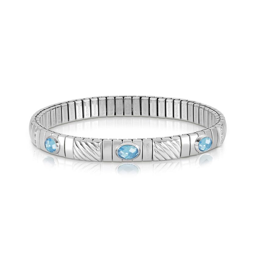 Nomination Armband XTE in Edelstahl, 925er Silber, cz und 3 Cubic Zirkonia (006_HIMMELBLAU) 043333/006