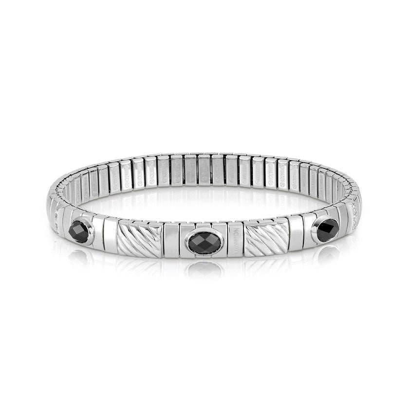 Nomination Armband XTE in Edelstahl, 925er Silber, cz und 3 Cubic Zirkonia (011_Schwarz) 043333/011