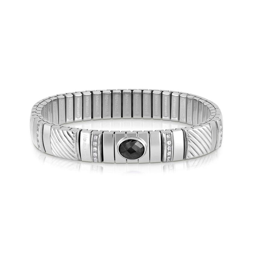 Nomination Armband XTE in Edelstahl, 925er Silber und Cubic Zirkonia MEDIUM (011_Schwarz) 043334/011