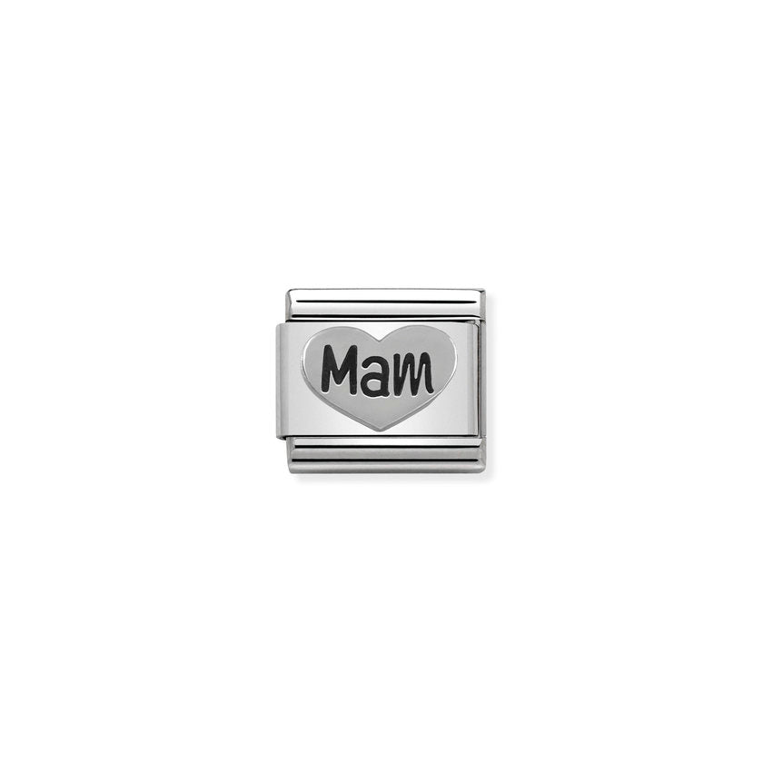 Nomination COMPOSABLE CLASSIC OXIDIERTE SYMBOLE aus Edelstahl, mit 925er Silber verziert, (15_Herz MAM) 330101/15