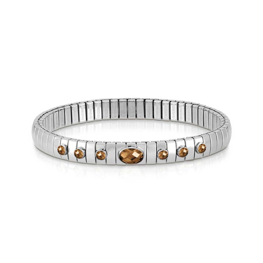 Nomination Armband XTE aus Edelstahl, 925er Silber und Edelsteinen (6P1G) (012_SMOKY) 043336/012