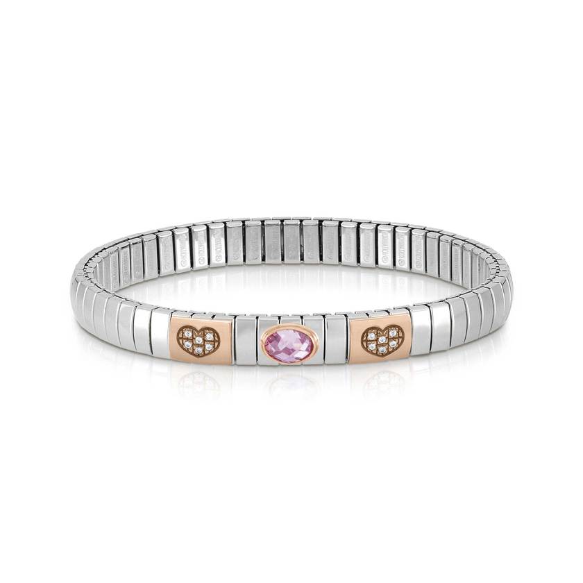 Nomination Armband XTE aus Edelstahl, 375er Gold, Cubic Z, und Zikonia (HERZ) (003_ROSA) 044030/003