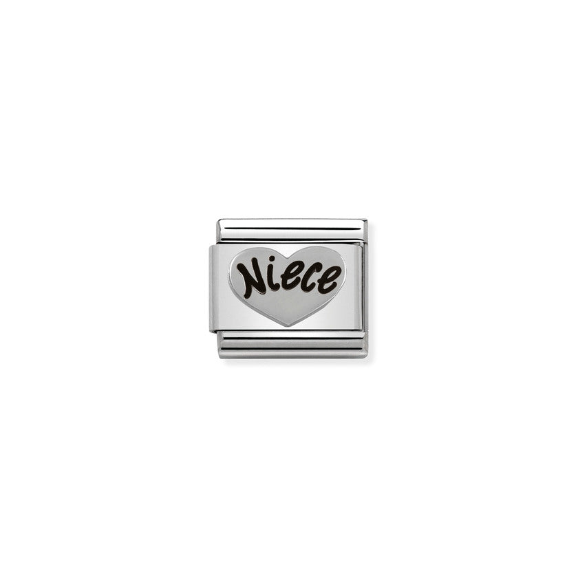 Nomination COMPOSABLE CLASSIC OXIDIERTE SYMBOLE aus Edelstahl, mit 925er Silber verziert, (16_Herz NIECE) 330101/16
