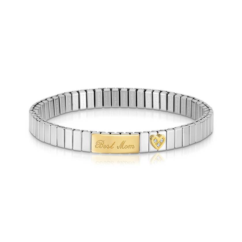 Nomination Armband XTE S Edelstahl und 750er Gold und Symbol, Cubic Zirkonia und Inschrift (004_Best Mom) 042214/004