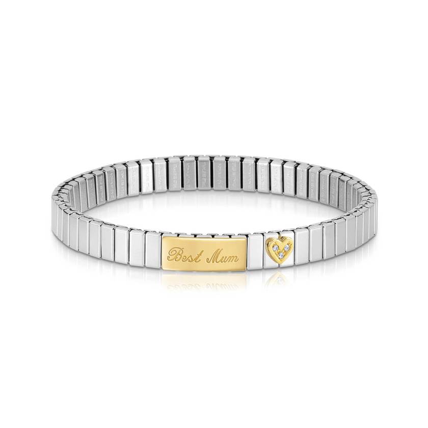 Nomination Armband XTE S Edelstahl und 750er Gold und Symbol, Cubic Zirkonia und Inschrift (005_Best Mum) 042214/005