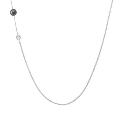 Nomination Halskette BELLA in 925er Silber, Cubic Zirkonia und Perlen (LANG) (014_PERLE GRAU) 146609/014