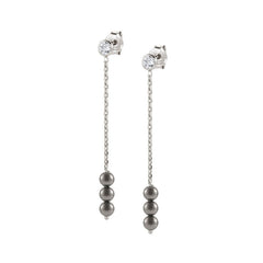 Nomination Ohrringe BELLA in 925er Silber, Cubic Zirkonia und Perlenreihe (014_PERLE GRAU) 146612/014