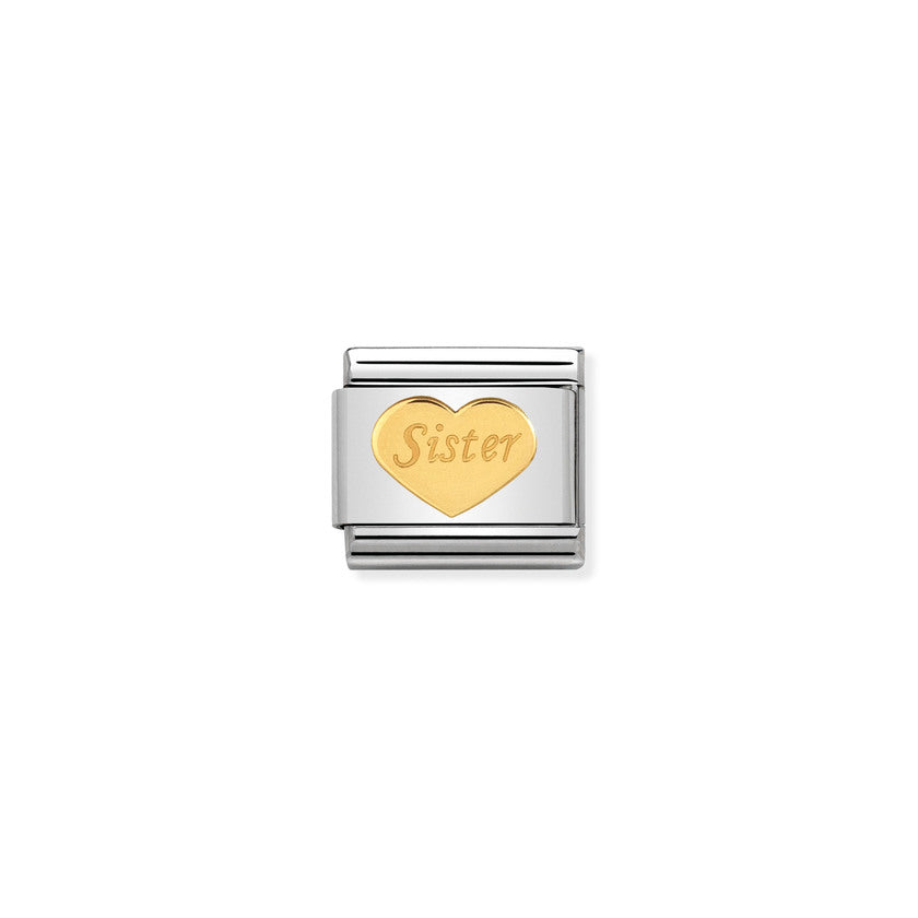 Nomination COMPOSABLE CLASSIC SYMBOLE aus Edelstahl, mit 18Kt Gold verziert, (36_Herz Sister) 030162/36
