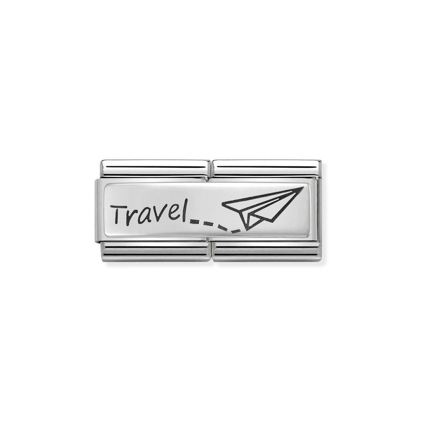 Nomination COMPOSABLE CLASSIC DOUBLE ENGRAVED aus Edelstahl, mit 925er Silber verziert, (09_Travel) 330710/09