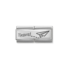 Nomination COMPOSABLE CLASSIC DOUBLE ENGRAVED aus Edelstahl, mit 925er Silber verziert, (09_Travel) 330710/09