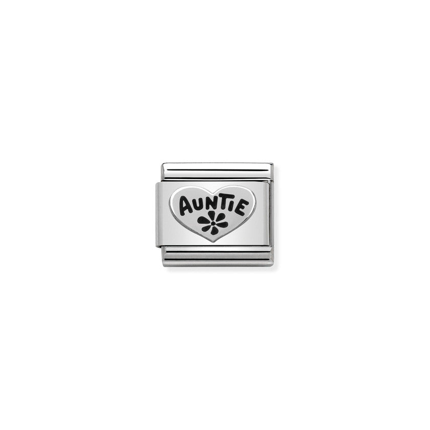 Nomination COMPOSABLE CLASSIC OXIDIERTE SYMBOLE aus Edelstahl, mit 925er Silber verziert, (17_Herz Auntie (Tante)) 330101/17