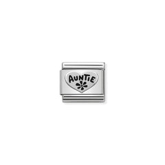 Nomination COMPOSABLE CLASSIC OXIDIERTE SYMBOLE aus Edelstahl, mit 925er Silber verziert, (17_Herz Auntie (Tante)) 330101/17