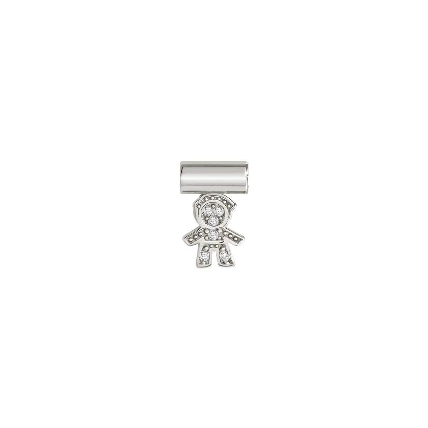 Nomination SEIMIA Anhaenger aus 925er Silber, mit Cubic Zirkonia verziert, (027_Junge mit Herz) 147116/027