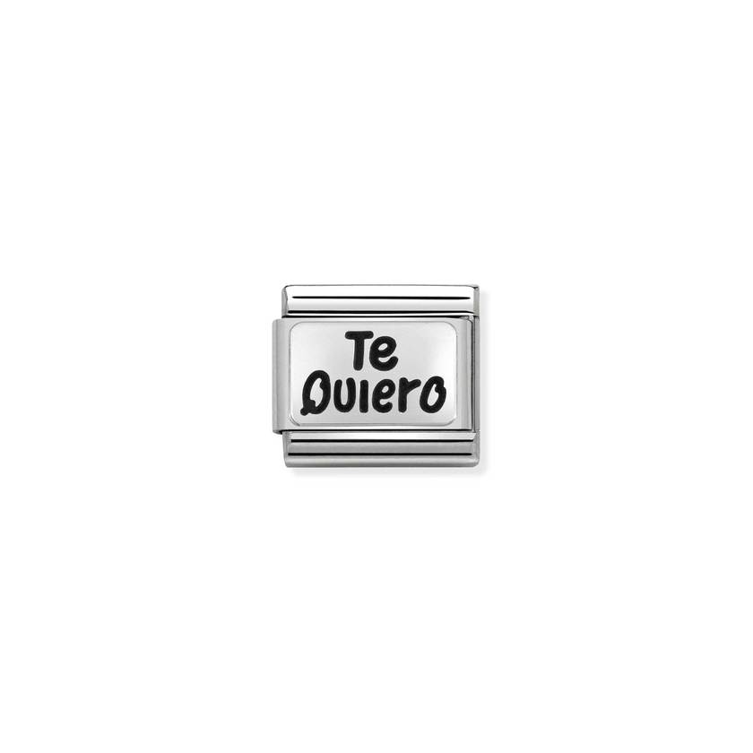 Nomination COMPOSABLE CLASSIC OXIDIERTE PLAKETTE aus Edelstahl, mit 925er Silber verziert, (11_Te Quiero) 330109/11