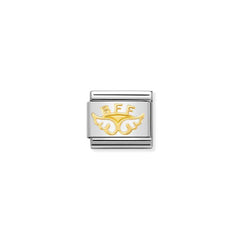 Nomination COMPOSABLE CLASSIC SYMBOLE Element aus Edelstahl, mit 18Kt Gelbgold und Emaille verziert, (32_Fluegel BFF WEISS) 030272/32