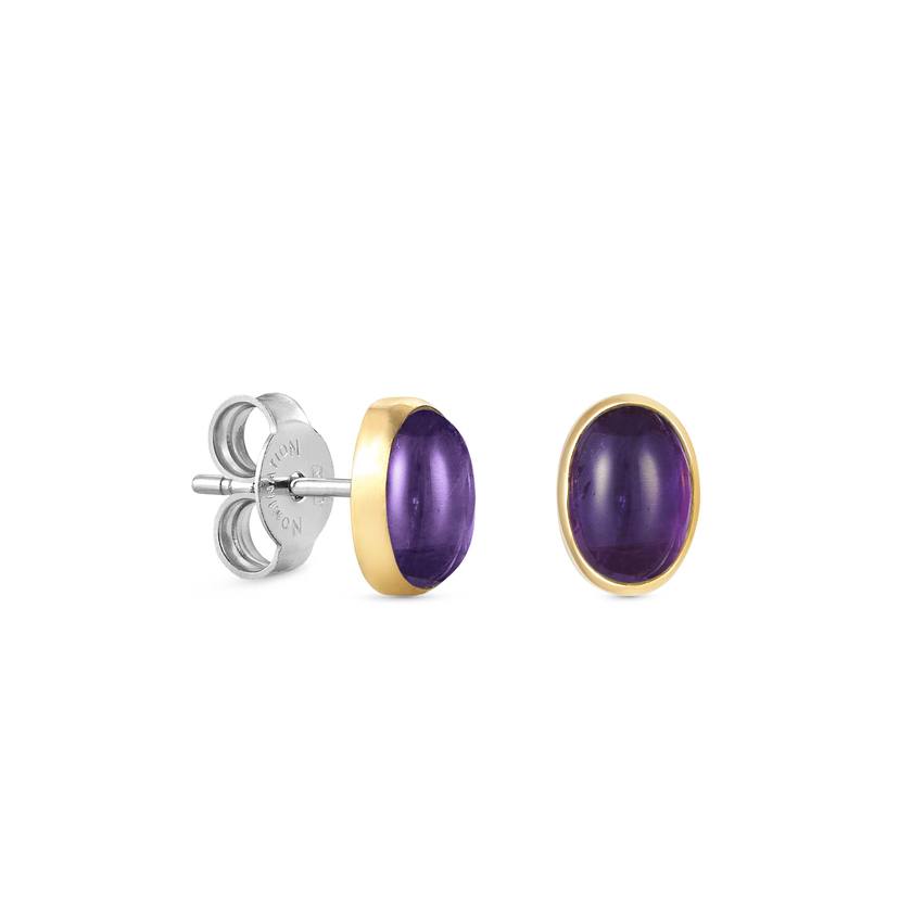 Nomination EARRINGS Ohrstecker aus Edelstahl, mit ovalen Edelsteinen in Fassung aus 18Kt Gelbgold (013_AMETHYST) 027840/013