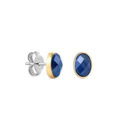 Nomination EARRINGS Ohrstecker aus Edelstahl, mit ovalen Zirkoniasteinen in Fassung aus 18Kt Gelbgold (007_BLAU) 027841/007