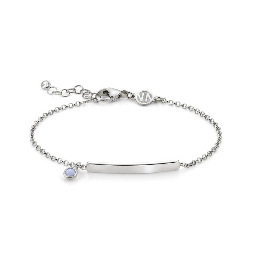 Nomination GIOIE ENGRAVED Armband aus 925er Silber, mit gravierbarer Plakette und Kristallen verziert (036_Hellblau mit Silber-Verzierung) 146234/036