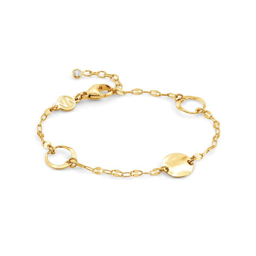 Nomination LUNA Armband aus 925er Silber, mit Silberscheiben und Cubic Zirkonia verziert (012_(Gelb vergoldet)) 140440/012