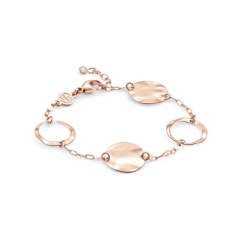 Nomination LUNA Armband aus 925er Silber, mit Silberscheiben und Cubic Zirkonia verziert (grosse Mondscheiben) (011_Rosevergoldet) 140442/011