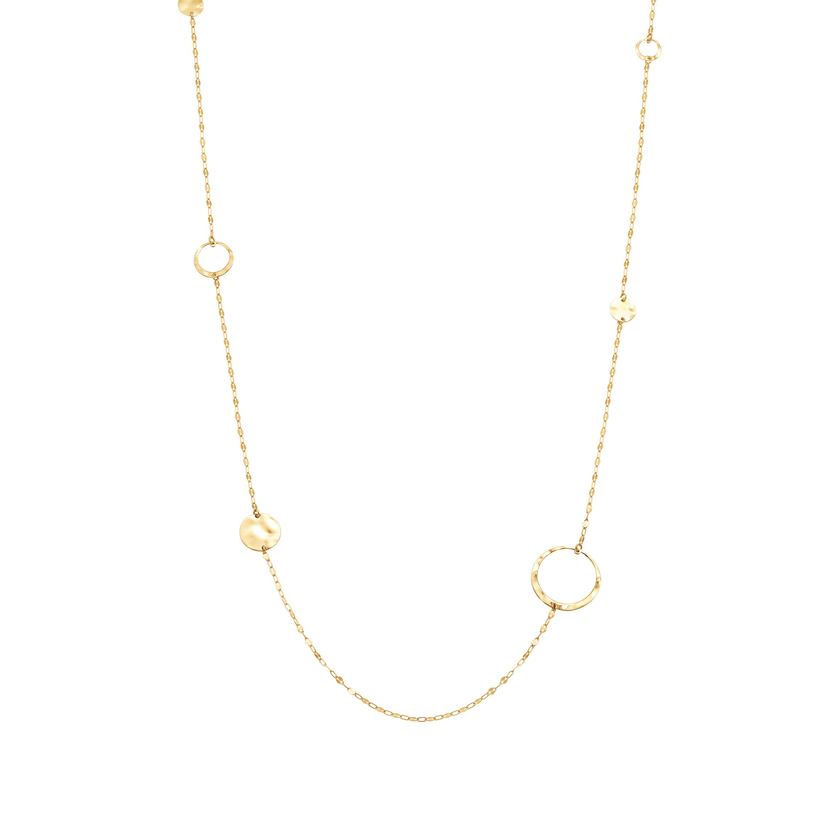 Nomination LUNA Lange Halskette aus 925er Silber, mit Silberscheiben und Cubic Zirkonia verziert (012_(Gelb vergoldet)) 140447/012