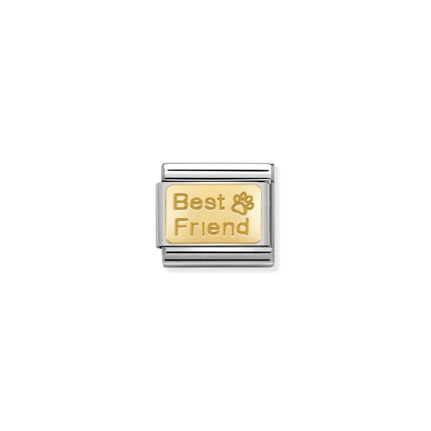 Nomination COMPOSABLE CLASSIC ENGRAVED SIGNS aus Edelstahl, mit 18Kt Gold verziert, (50_Best friend mit Fussabdruck) 030121/50
