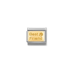Nomination COMPOSABLE CLASSIC ENGRAVED SIGNS aus Edelstahl, mit 18Kt Gold verziert, (50_Best friend mit Fussabdruck) 030121/50